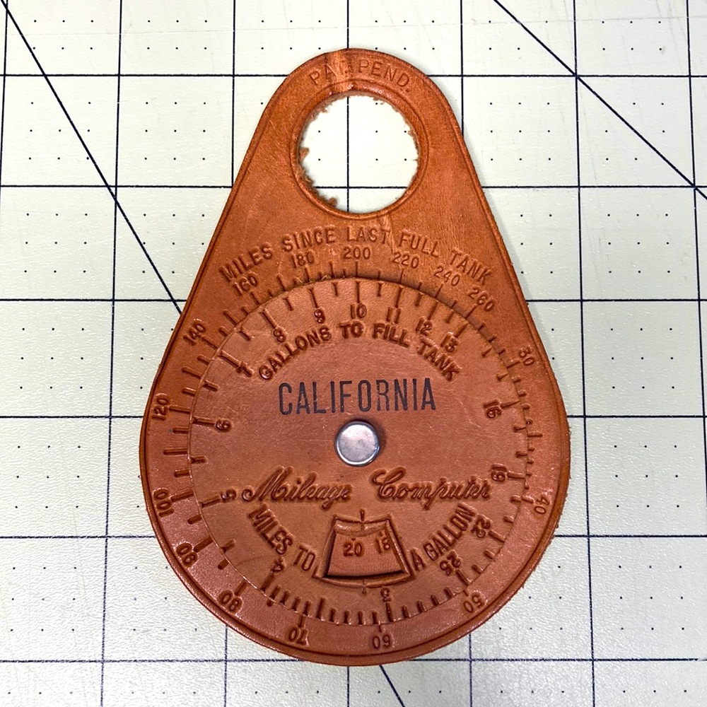 vintage California leather mileage computer souvenir car accessory